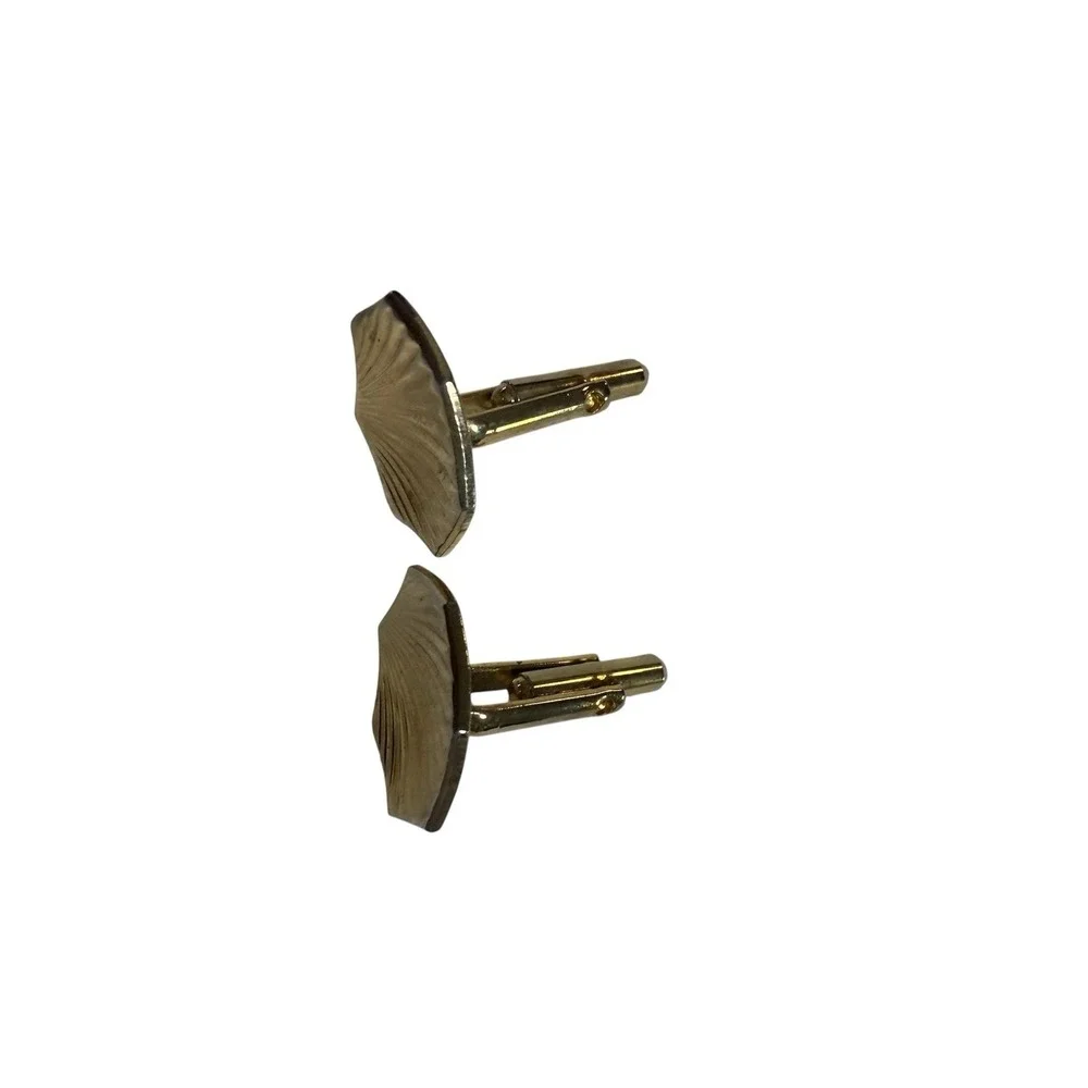 Vintage Seashell Cuff links Gold Plated